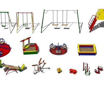 现代儿童器材组合 游乐设施 娱乐设备 攀爬架 秋千 跷跷板-ID:1291600