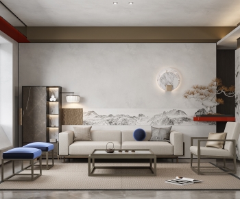 New Chinese Style A Living Room-ID:638616095