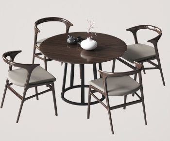 新中式圆形餐桌椅-ID:367331039