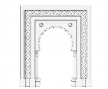 现代伊斯兰拱形门洞 雕花构件-ID:452058085