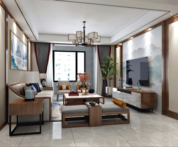New Chinese Style A Living Room-ID:748276002