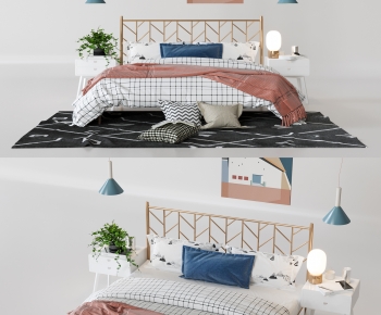 Nordic Style Double Bed-ID:223948007