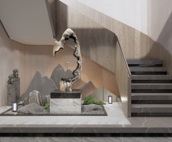 新中式雕塑小品 楼梯间景观小品-ID:389081006