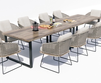 现代户外餐桌椅组合3D模型