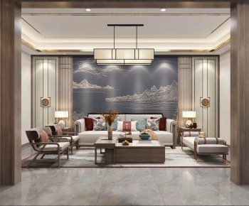 New Chinese Style A Living Room-ID:113323933