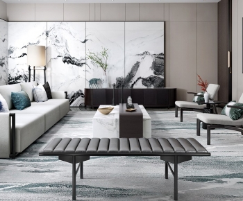 New Chinese Style A Living Room-ID:945986992