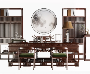 Chinese Style Computer Desk And Chair-ID:660012967