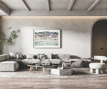 Nordic Style Wabi-sabi Style A Living Room-ID:980417014