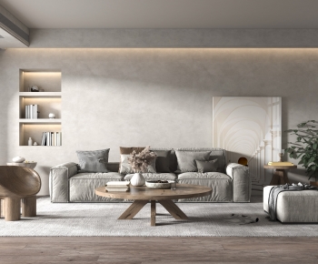 Nordic Style Wabi-sabi Style A Living Room-ID:354856975