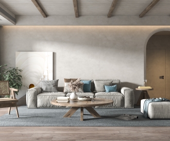 Nordic Style Wabi-sabi Style A Living Room-ID:253998997
