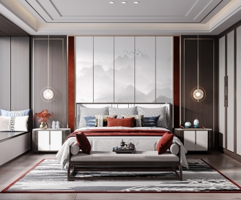 New Chinese Style Bedroom-ID:304849194