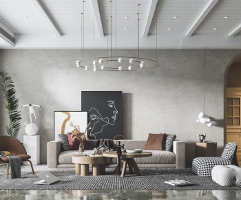 Nordic Style Wabi-sabi Style A Living Room-ID:828732017