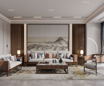 New Chinese Style A Living Room-ID:875550997