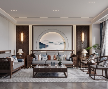 New Chinese Style A Living Room-ID:141571044