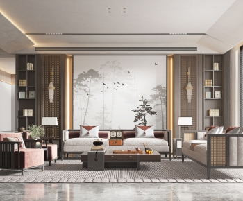 New Chinese Style A Living Room-ID:111917974