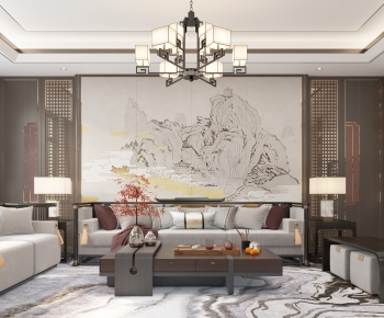 New Chinese Style A Living Room-ID:112922919