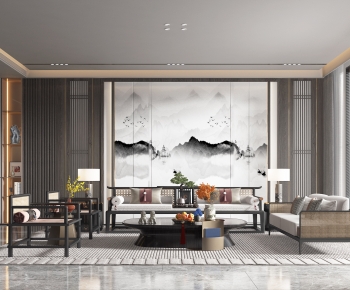 New Chinese Style A Living Room-ID:902280099