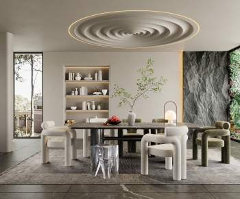Modern Wabi-sabi Style Dining Room-ID:205847021
