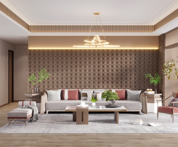 New Chinese Style A Living Room-ID:819434884
