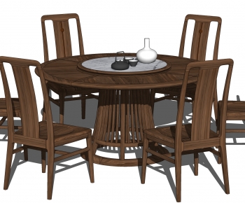 新中式餐桌椅 实木餐椅 圆形餐桌-ID:726304059