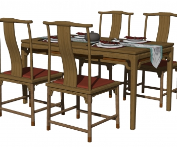 中式餐桌椅 实木餐椅 餐具摆件-ID:122749099