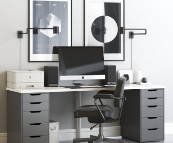 Modern Computer Desk And Chair-ID:215809346
