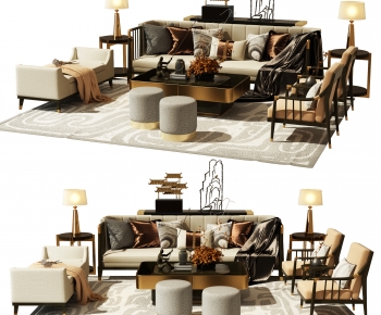New Chinese Style Sofa Combination-ID:731204034