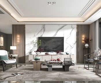 New Chinese Style A Living Room-ID:863404046