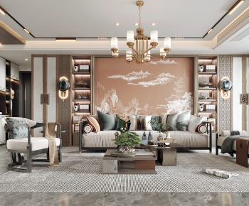 New Chinese Style A Living Room-ID:417637115