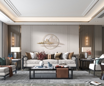 New Chinese Style A Living Room-ID:742809823