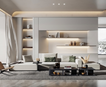Modern Wabi-sabi Style A Living Room-ID:597402101