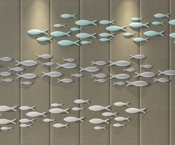 现代抽象鱼小鱼金属鱼装饰壁挂-ID:112452032