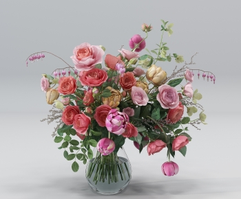 现代玫瑰花卉玻璃花瓶-ID:323781973