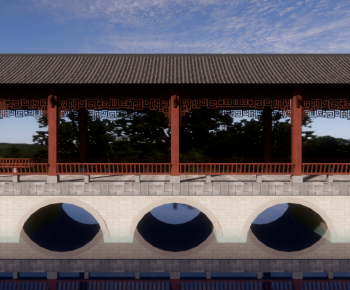 中式廊架景观桥-ID:306525951