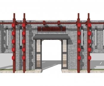 New Chinese Style Facade Element-ID:834331042