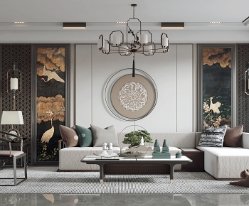 New Chinese Style A Living Room-ID:964246997