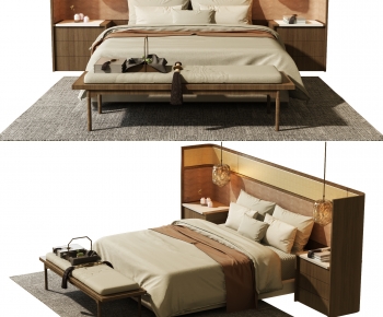 Japanese Style New Chinese Style Double Bed-ID:643335109