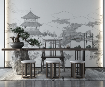 New Chinese Style Tea Tables And Chairs-ID:878263006