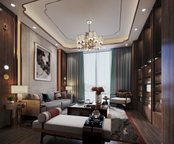 New Chinese Style A Living Room-ID:265333898