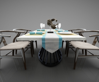 New Chinese Style Dining Table And Chairs-ID:697377925