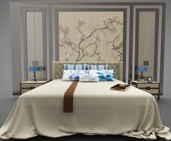 New Chinese Style Double Bed-ID:452814103