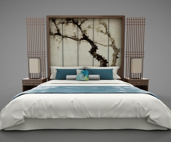 New Chinese Style Double Bed-ID:155981067
