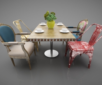 Industrial Style Dining Table And Chairs-ID:463231098