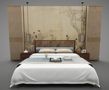 New Chinese Style Double Bed-ID:641663079