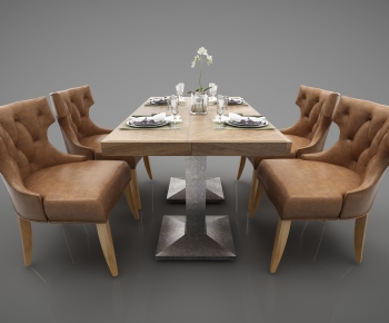 Industrial Style Dining Table And Chairs-ID:785207999