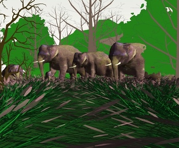 现代大象 自然世界 草原绿地植物-ID:1306730