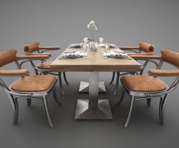 Industrial Style Dining Table And Chairs-ID:318620298