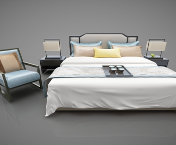 New Chinese Style Double Bed-ID:284965045