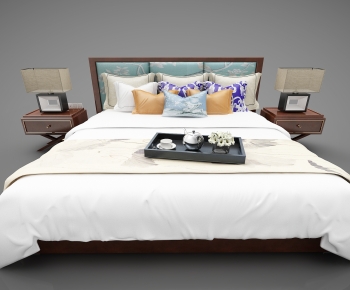 New Chinese Style Double Bed-ID:327579028
