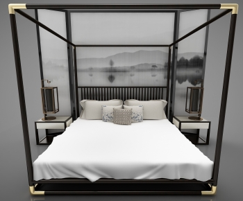 New Chinese Style Double Bed-ID:696582089